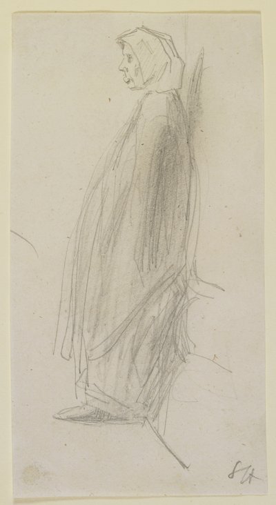 Profile sketch of an old woman standing by James Abbott McNeill Whistler